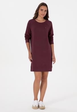 Kadın Bordo Modal Karışımlı Mini Boy Bisiklet Yaka Örme Elbise - 50313438029