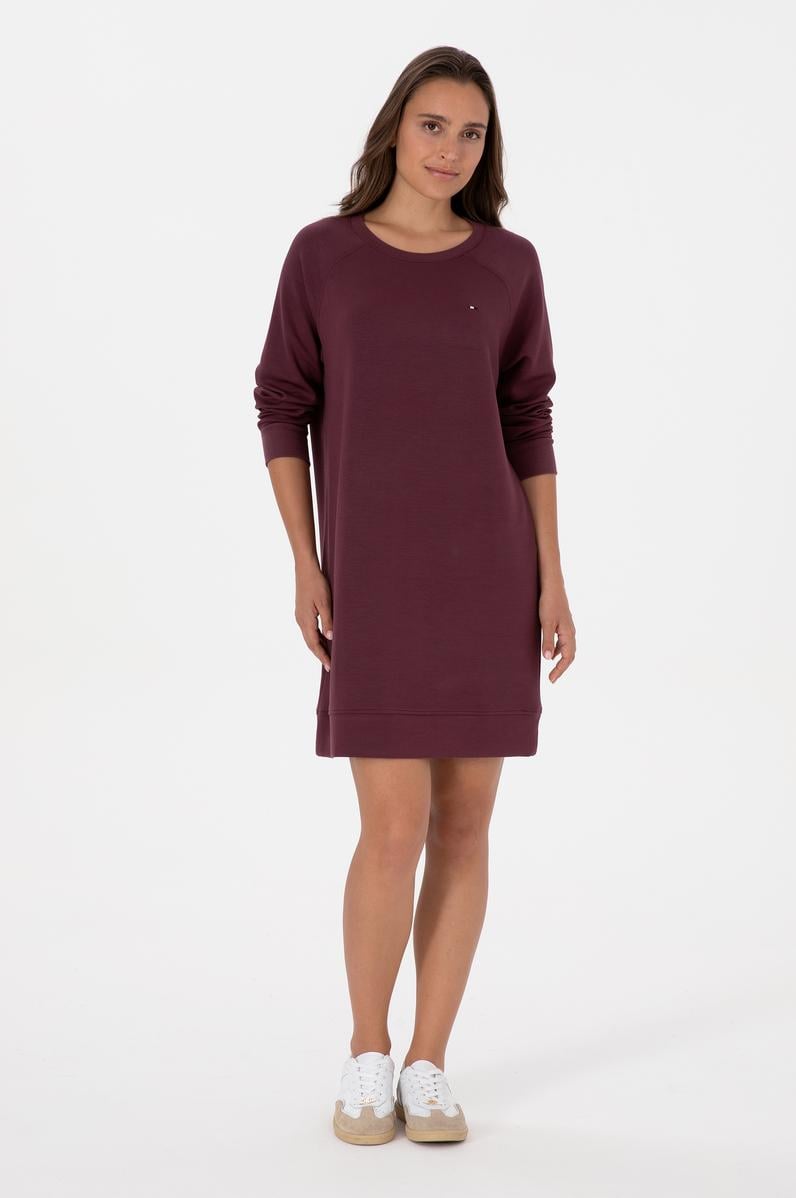 Kadın Bordo Modal Karışımlı Mini Boy Bisiklet Yaka Örme Elbise
