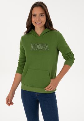 Kadın Yeşil Şardonlu Kapüşonlu Basic Sweatshirt - 50313566045