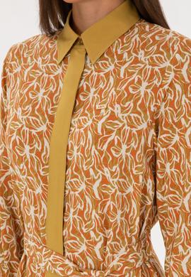 Kadın Hardal Kemerli Dokuma Elbise - 50316431012