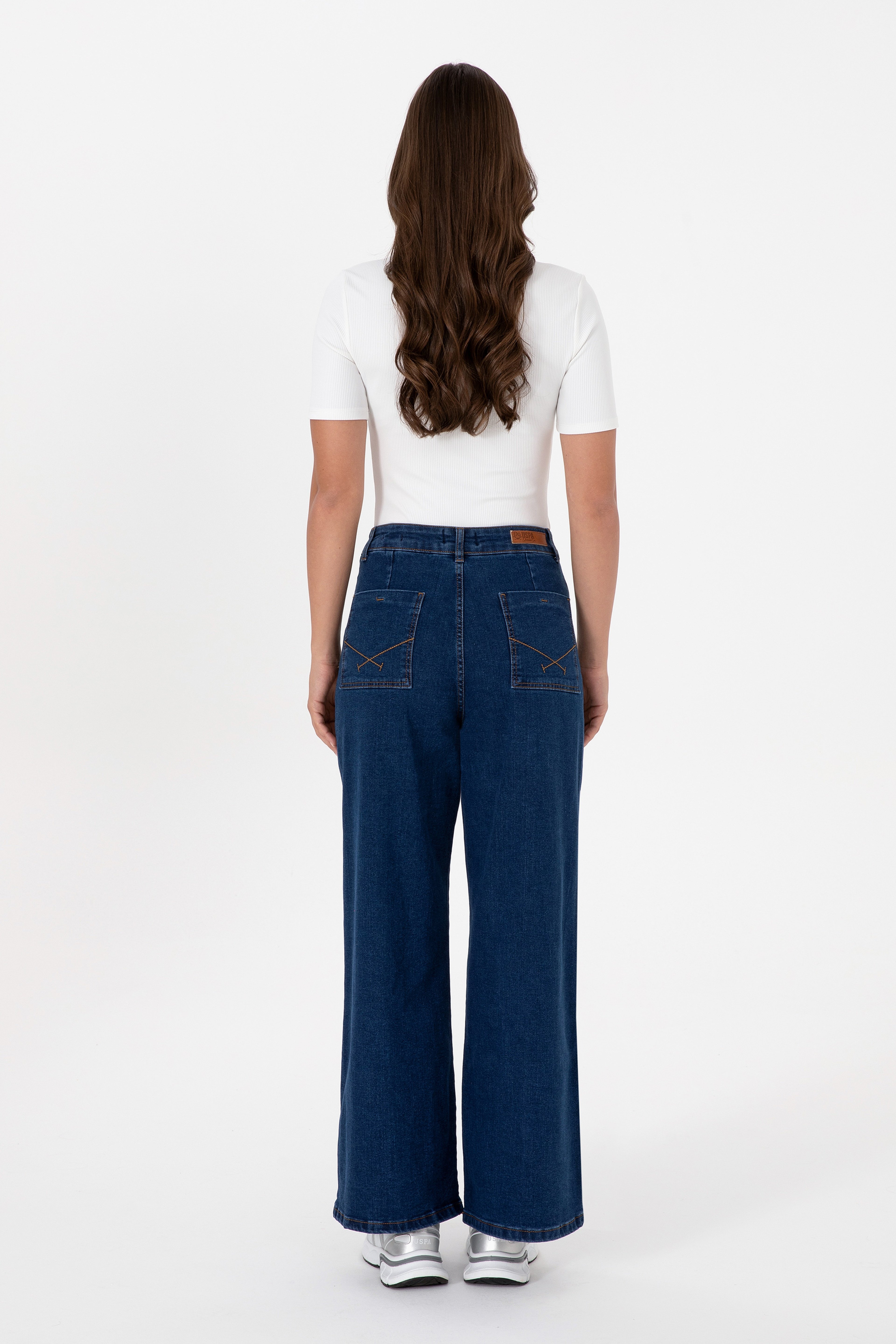 Kadın Mavi Flaire High Waist Fit Jean Pantolon - Image 4