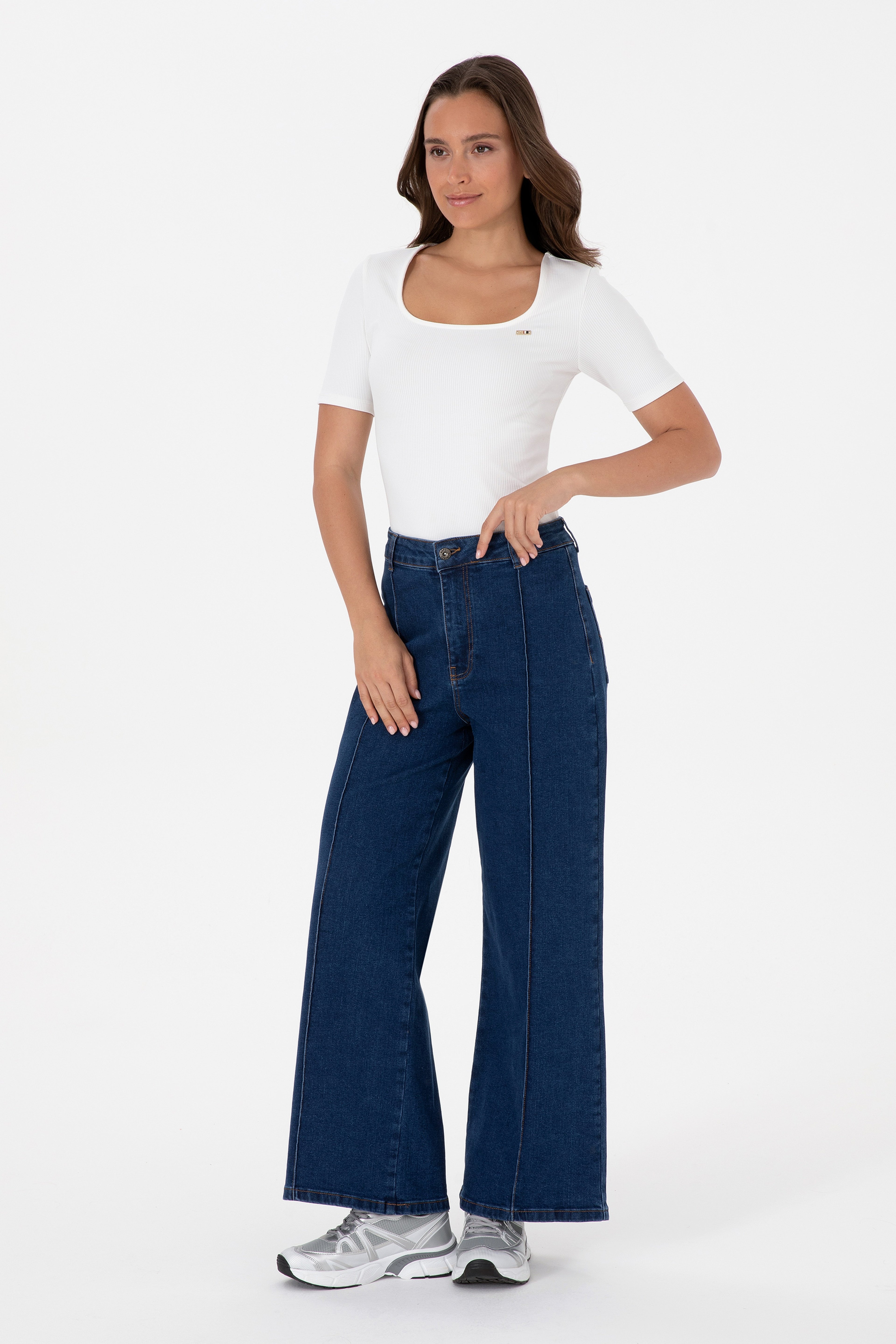 Kadın Mavi Flaire High Waist Fit Jean Pantolon - Image 1