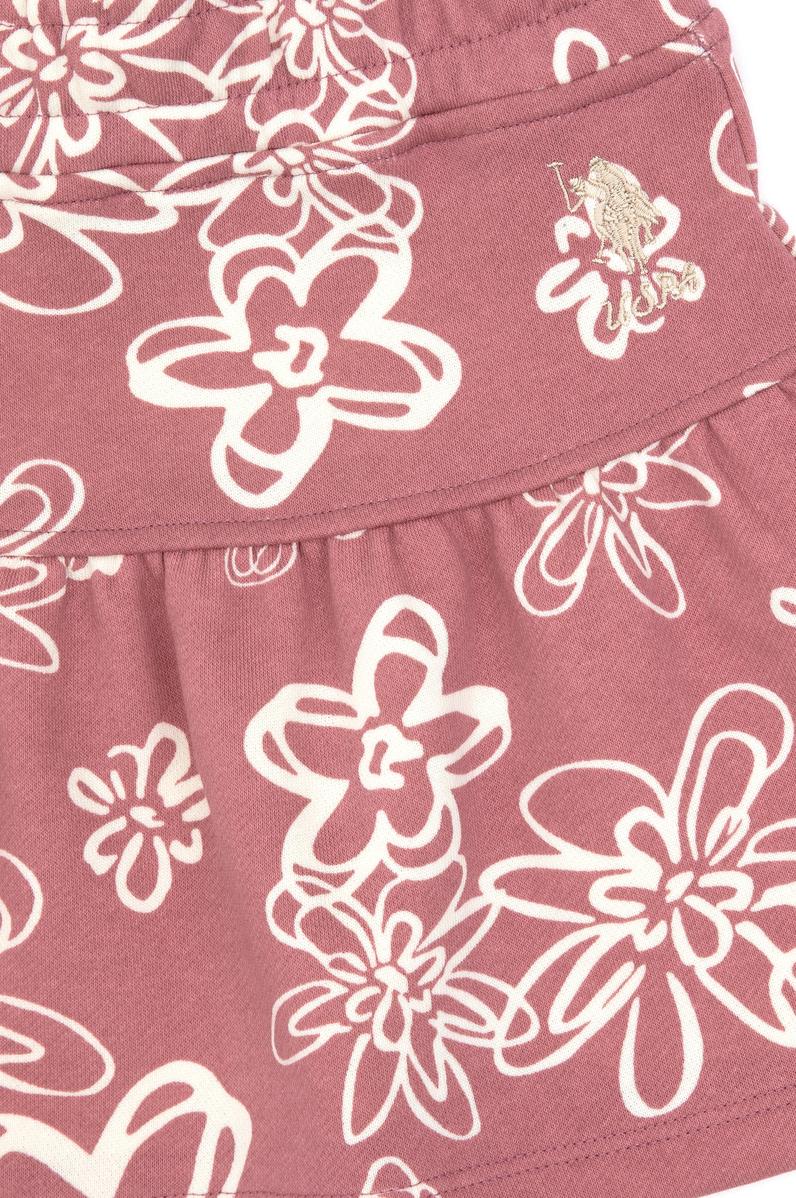 Kız Çocuk Orkide Çiçek Desenli Örme Etek