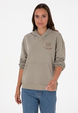 Kadın Açık Haki Kapüşonlu Sweatshirt - 50307796015