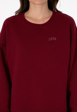 Kadın Bordo Şardonlu Bisiklet Yaka Basic Sweatshırt - 50313586021