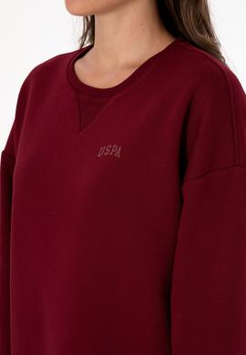 Kadın Bordo Şardonlu Bisiklet Yaka Basic Sweatshırt - 50313586021