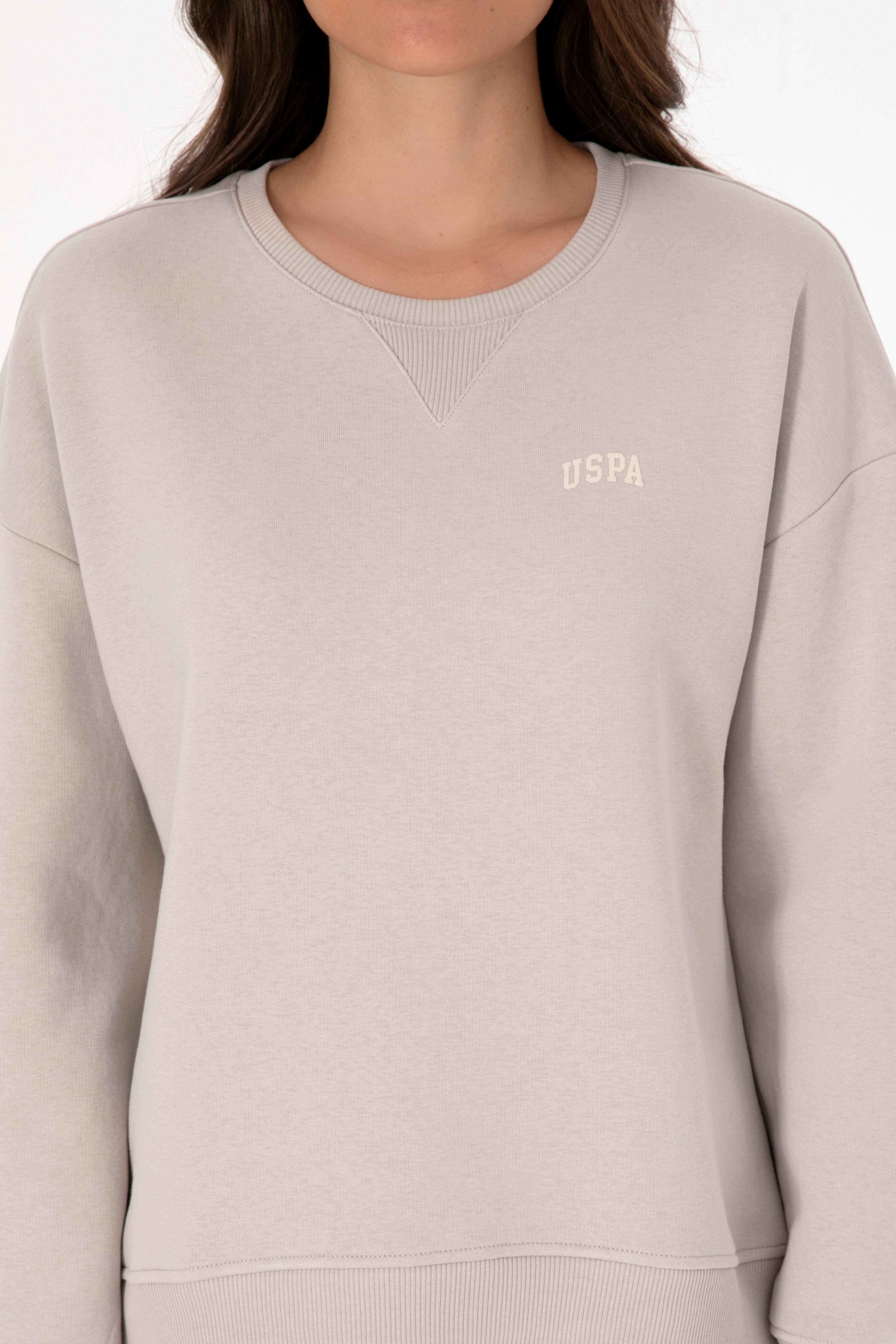 Kadın Taş Şardonlu Bisiklet Yaka Basic Sweatshırt - Image 6