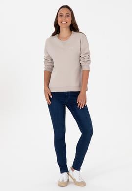 Kadın Taş Şardonlu Bisiklet Yaka Basic Sweatshırt - 50313586117