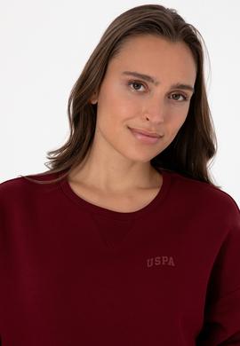 Kadın Bordo Şardonlu Bisiklet Yaka Basic Sweatshırt - 50313586021