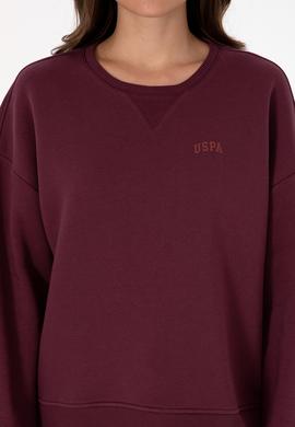 Kadın Bordo Şardonlu Bisiklet Yaka Basic Sweatshırt - 50313586045