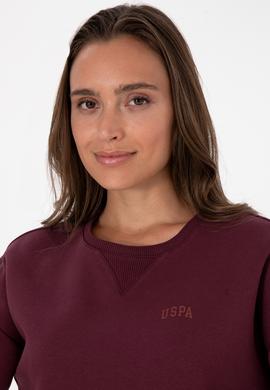 Kadın Bordo Şardonlu Bisiklet Yaka Basic Sweatshırt - 50313586045
