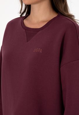 Kadın Bordo Şardonlu Bisiklet Yaka Basic Sweatshırt - 50313586045