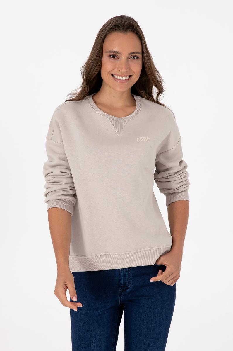 Kadın Taş Şardonlu Bisiklet Yaka Basic Sweatshırt