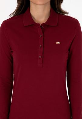 Kadın Bordo Basic Polo Yaka Sweatshırt - 50313593006