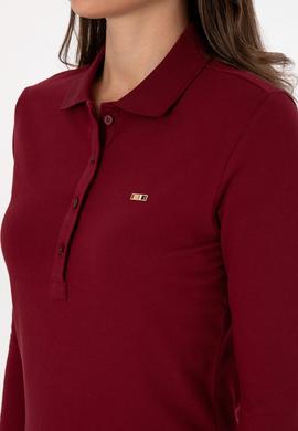 Kadın Bordo Basic Polo Yaka Sweatshırt - 50313593006