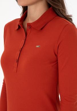 Kadın Kiremit Basic Polo Yaka Sweatshırt - 50313593054