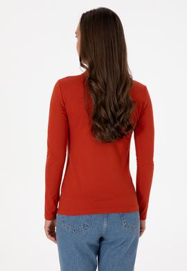 Kadın Kiremit Basic Polo Yaka Sweatshırt - 50313593054