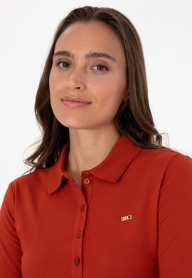 Kadın Kiremit Basic Polo Yaka Sweatshırt - 50313593054