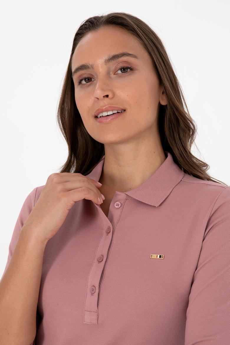 Kadın Gül Kurusu Basic Polo Yaka Sweatshırt - 50313593133