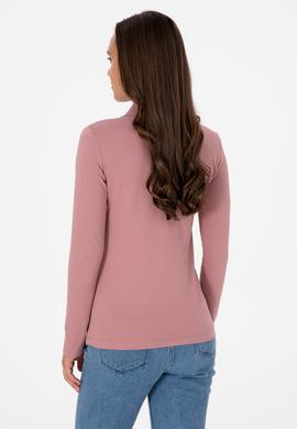 Kadın Gül Kurusu Basic Polo Yaka Sweatshırt - 50313593133