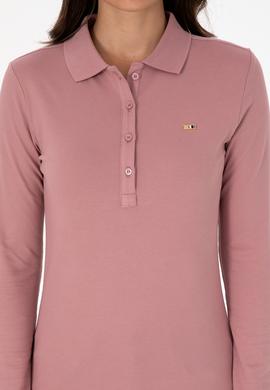 Kadın Gül Kurusu Basic Polo Yaka Sweatshırt - 50313593133