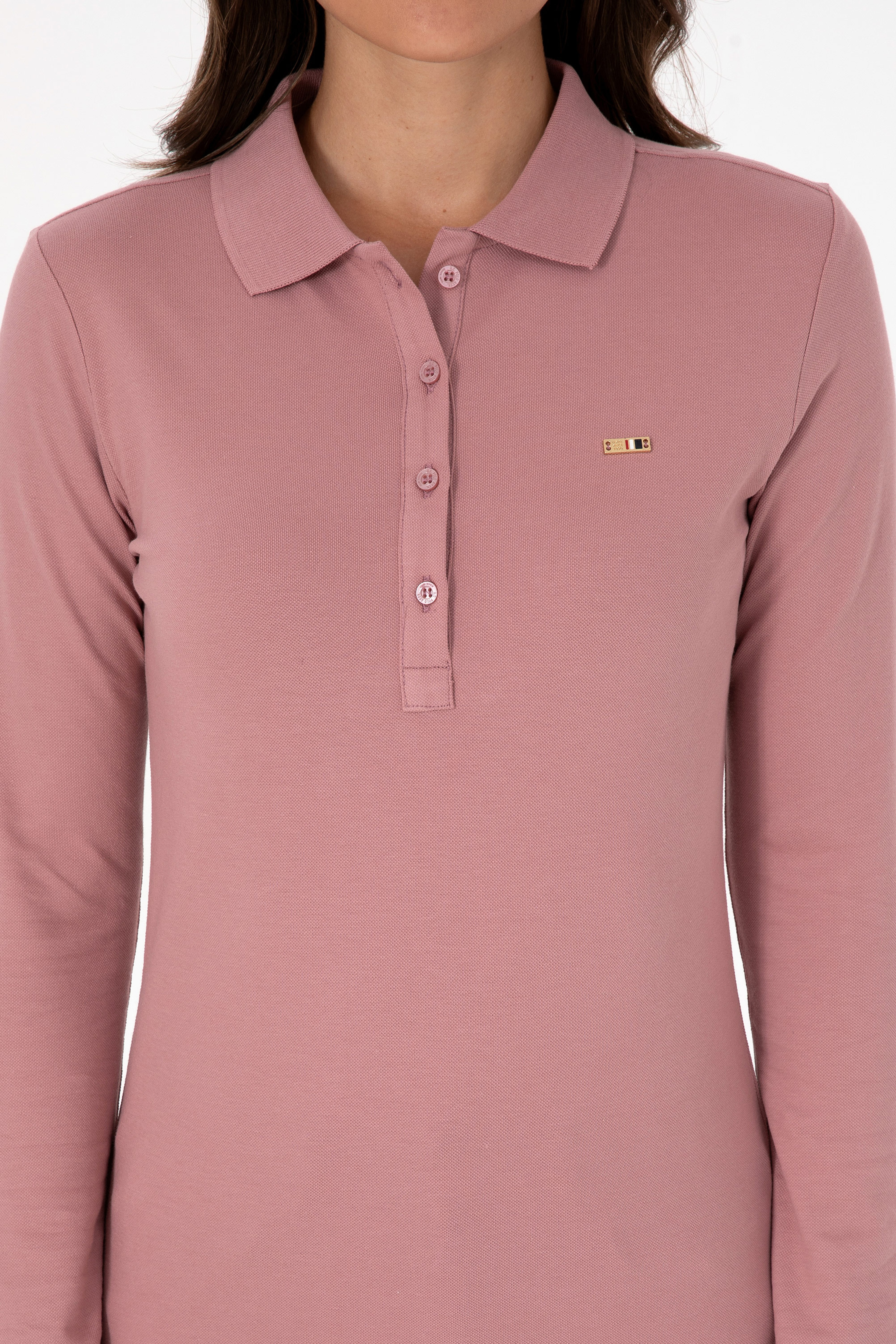 Kadın Gül Kurusu Basic Polo Yaka Sweatshırt - Image 6
