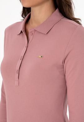 Kadın Gül Kurusu Basic Polo Yaka Sweatshırt - 50313593133