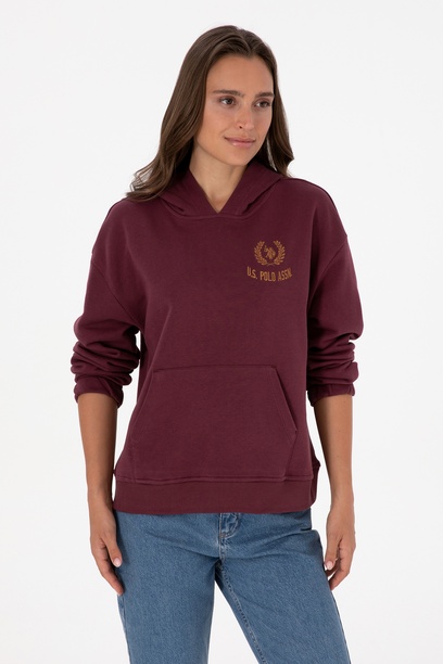 Kadın Bordo Kapüşonlu Sweatshirt