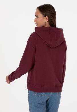 Kadın Bordo Kapüşonlu Sweatshirt - 50307796004