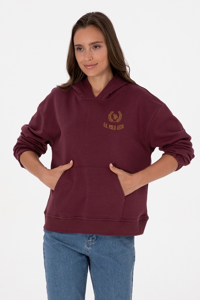 Kadın Bordo Kapüşonlu Sweatshirt