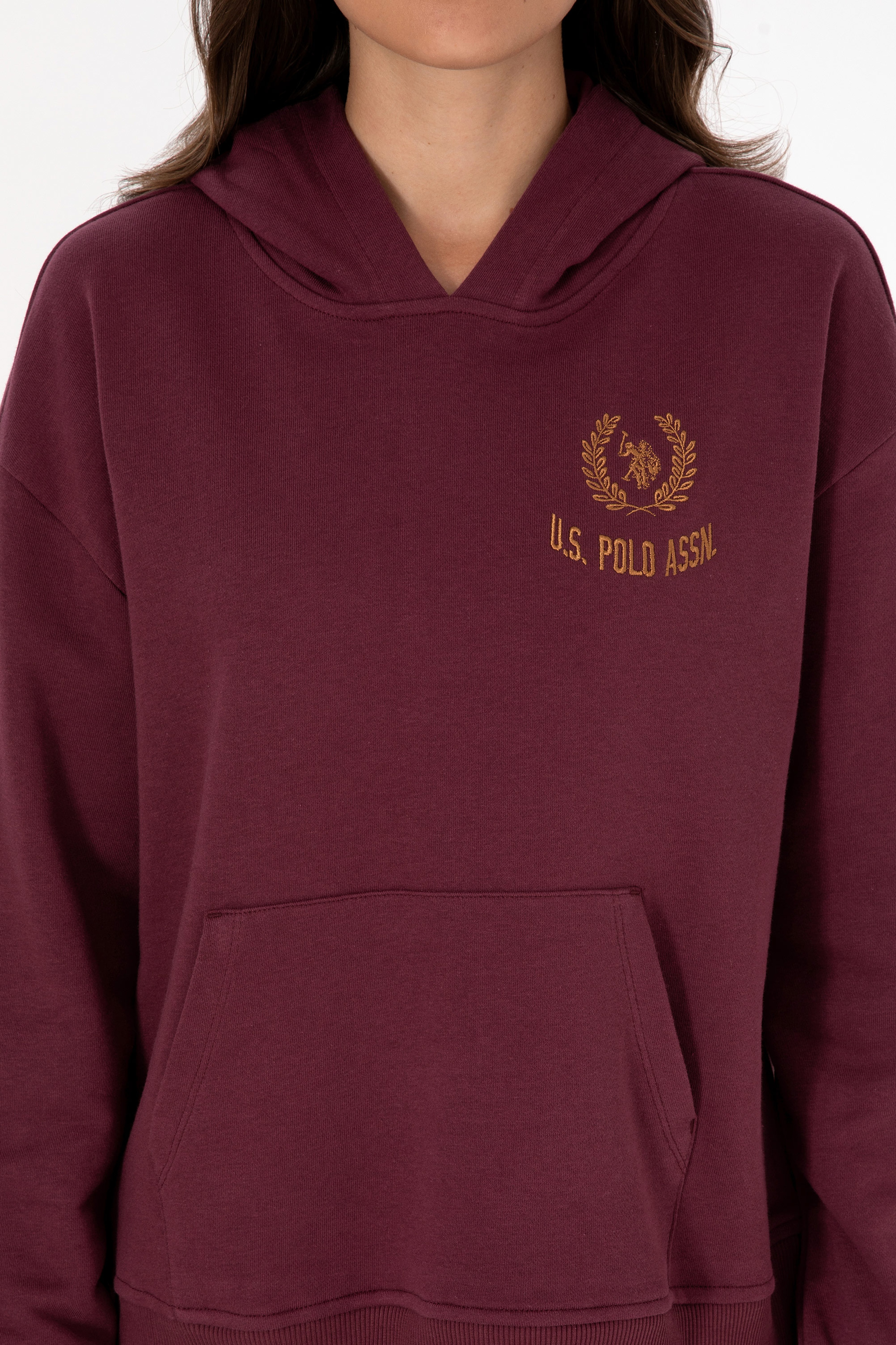 Kadın Bordo Kapüşonlu Sweatshirt