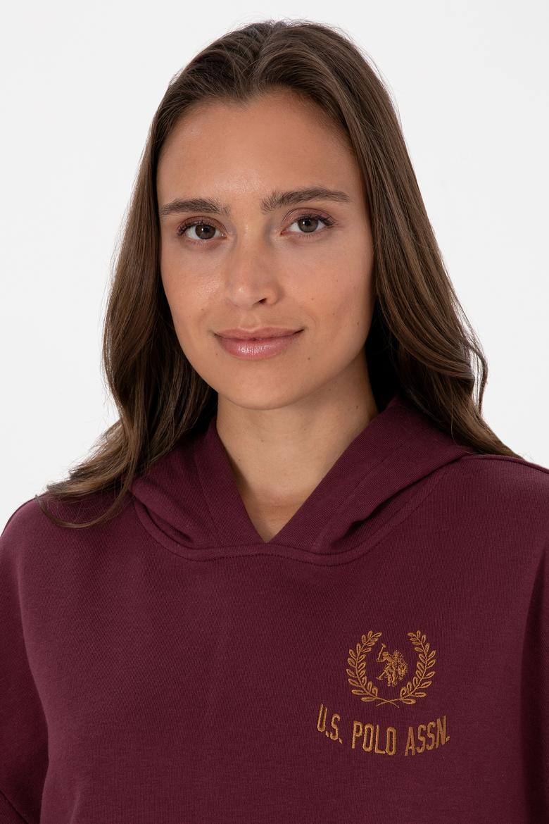 Kadın Bordo Kapüşonlu Sweatshirt - 50307796004