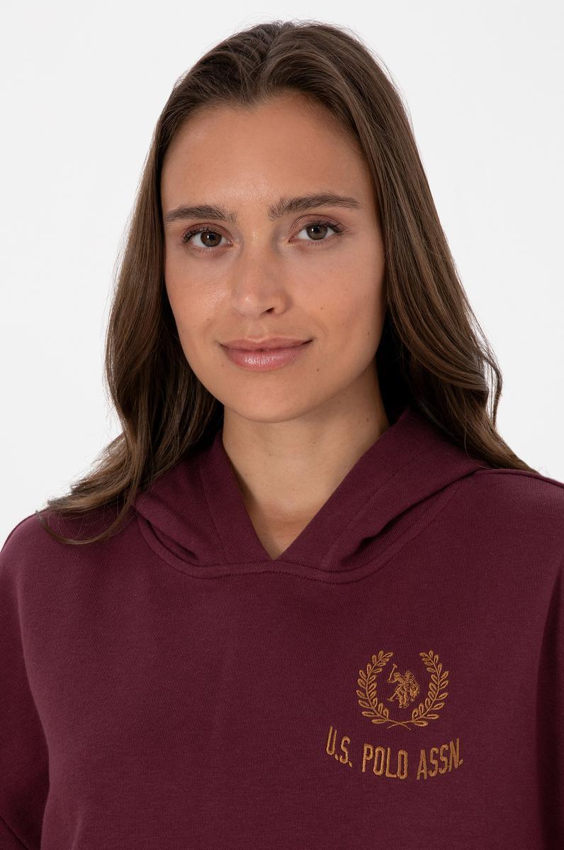 Kadın Bordo Kapüşonlu Sweatshirt