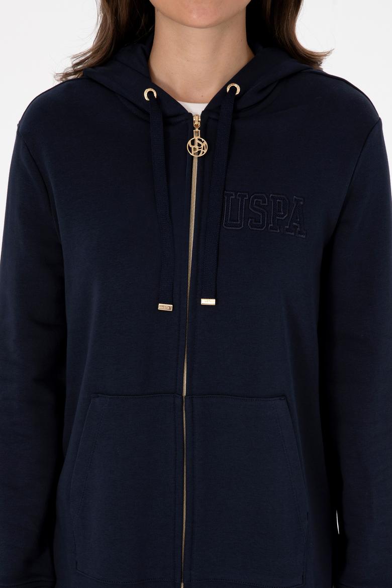 Kadın Lacivert Fermuarlı Kapüşonlu Sweatshırt - 50307714005