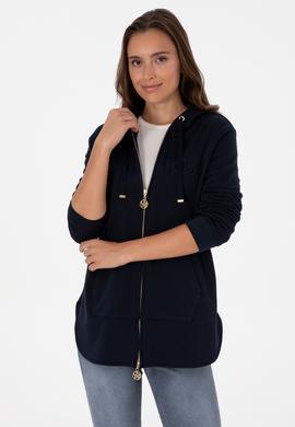 Kadın Lacivert Fermuarlı Kapüşonlu Sweatshırt - 50307714005