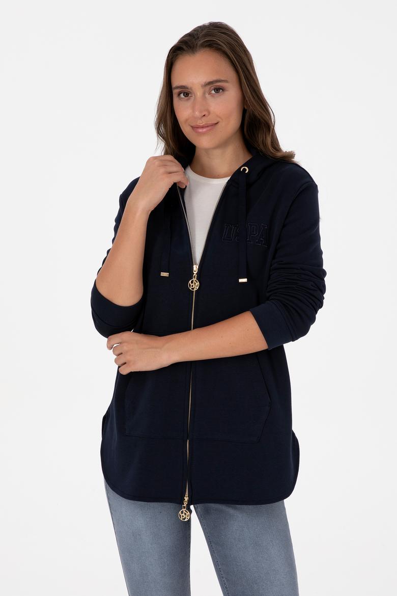 Kadın Lacivert Fermuarlı Kapüşonlu Sweatshırt - 50307714005