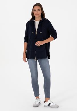 Kadın Lacivert Fermuarlı Kapüşonlu Sweatshırt - 50307714005