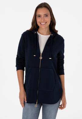 Kadın Lacivert Fermuarlı Kapüşonlu Sweatshırt - 50307714005