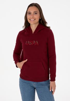 Kadın Bordo Kapüşonlu Basic Sweatshirt - 50307711012