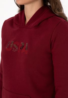 Kadın Bordo Kapüşonlu Basic Sweatshirt - 50307711012