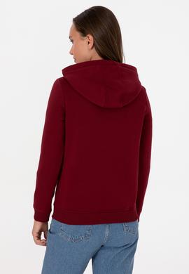 Kadın Bordo Kapüşonlu Basic Sweatshirt - 50307711012