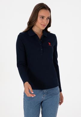 Kadın Lacivert Basic Polo Yaka Sweatshırt - 50307755013