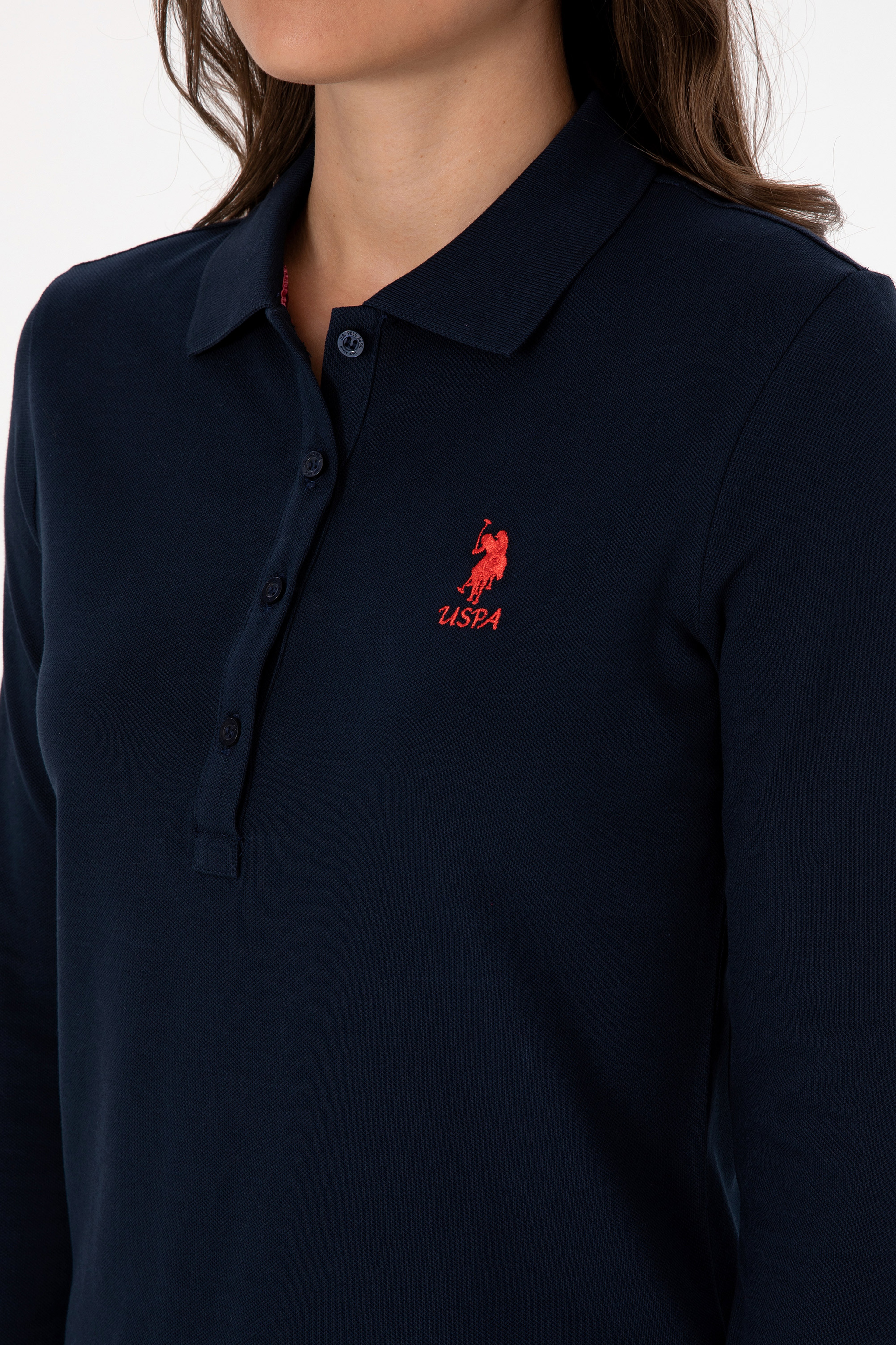 Kadın Lacivert Basic Polo Yaka Sweatshırt - Image 7