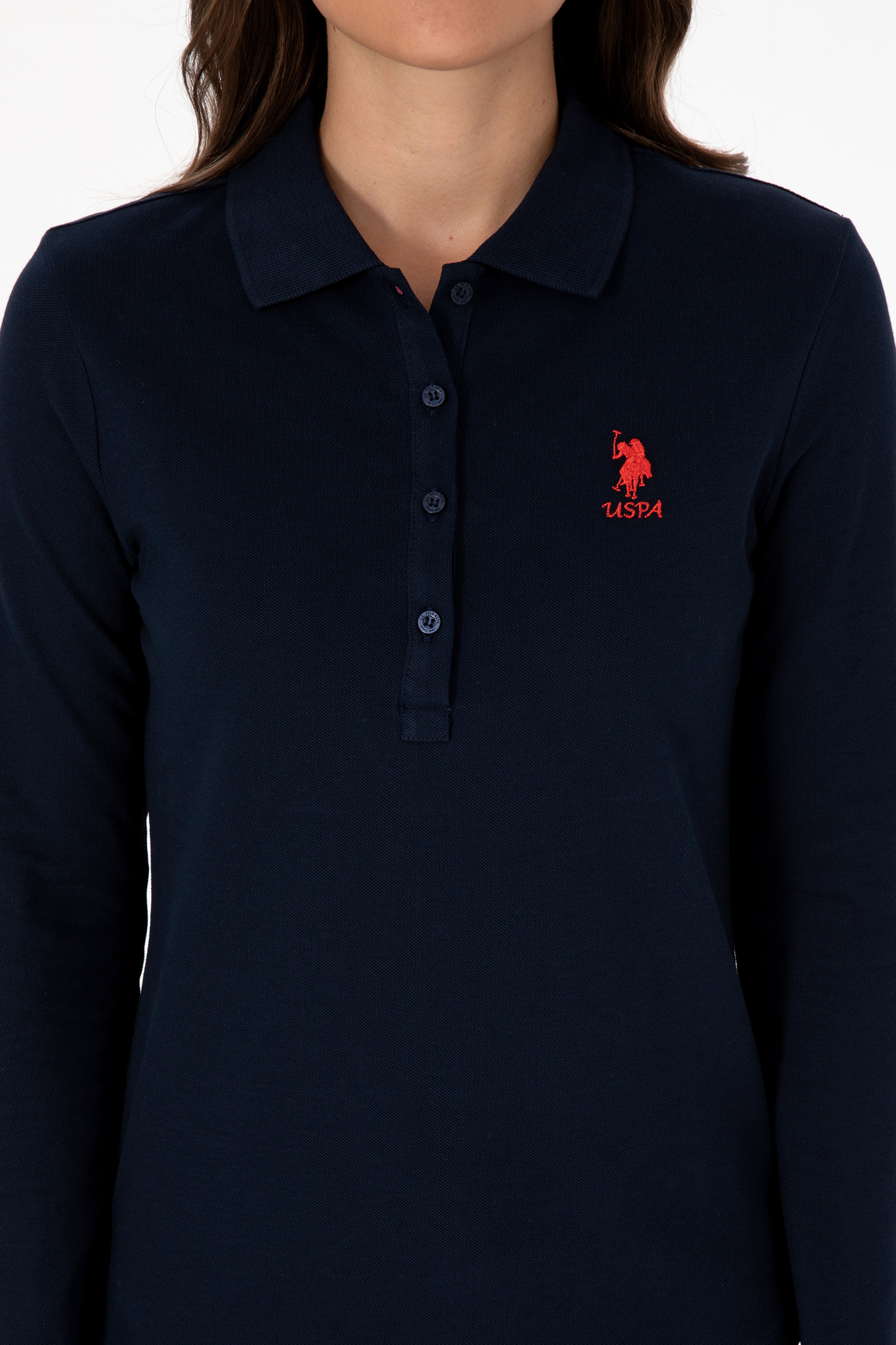 Kadın Lacivert Basic Polo Yaka Sweatshırt