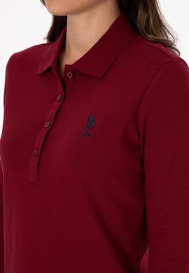 Kadın Bordo Basic Polo Yaka Sweatshırt - 50307755005