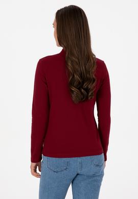 Kadın Bordo Basic Polo Yaka Sweatshırt - 50307755005