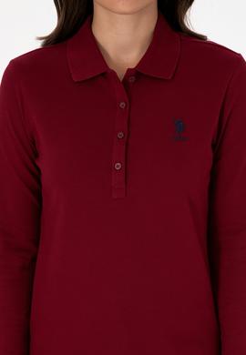 Kadın Bordo Basic Polo Yaka Sweatshırt - 50307755005