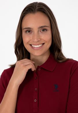 Kadın Bordo Basic Polo Yaka Sweatshırt - 50307755005