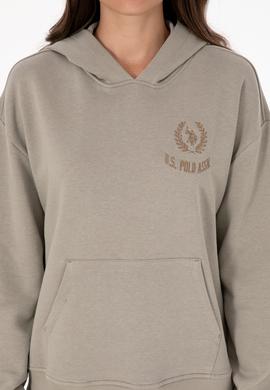 Kadın Açık Haki Kapüşonlu Sweatshirt - 50307796015
