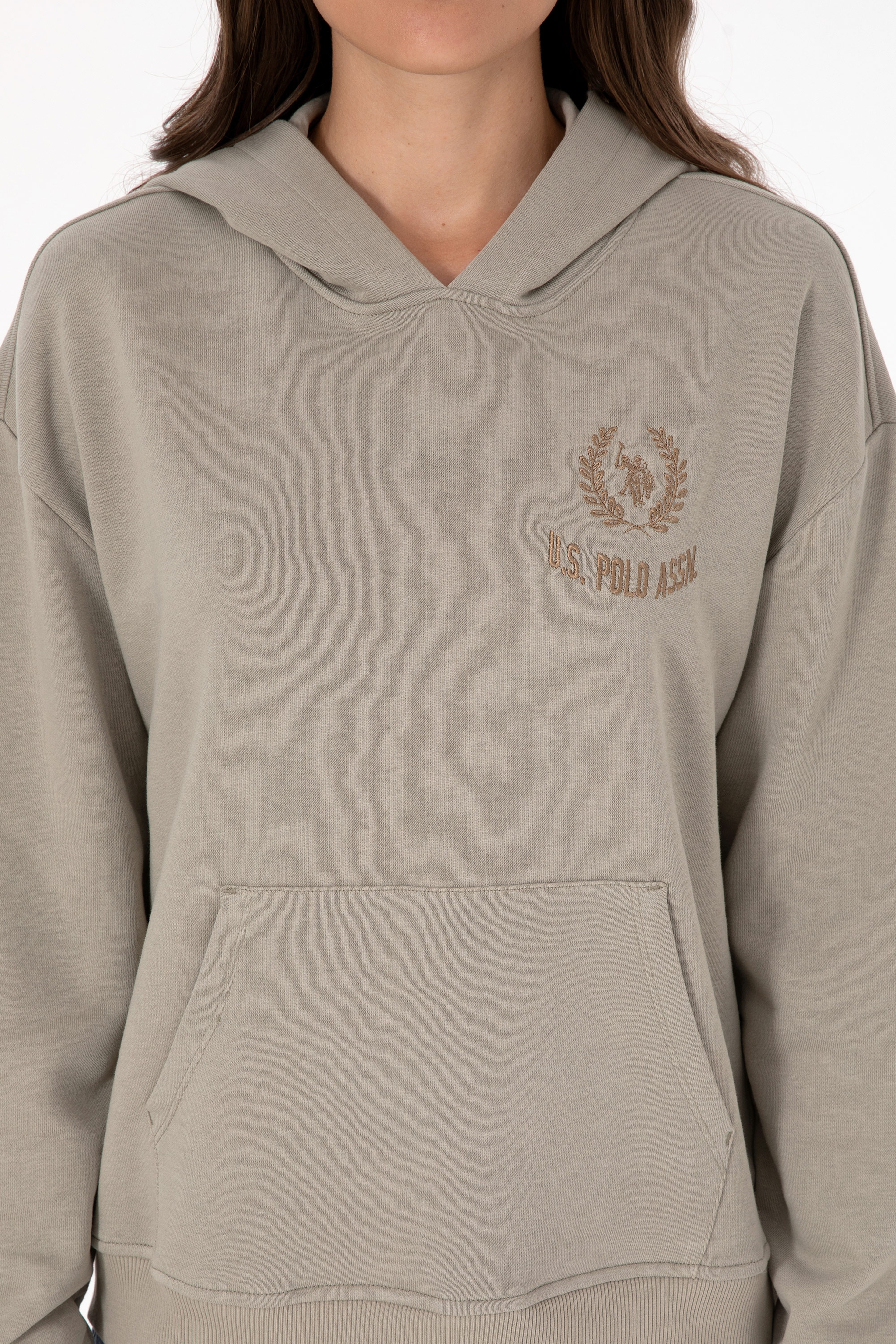 Kadın Açık Haki Kapüşonlu Sweatshirt